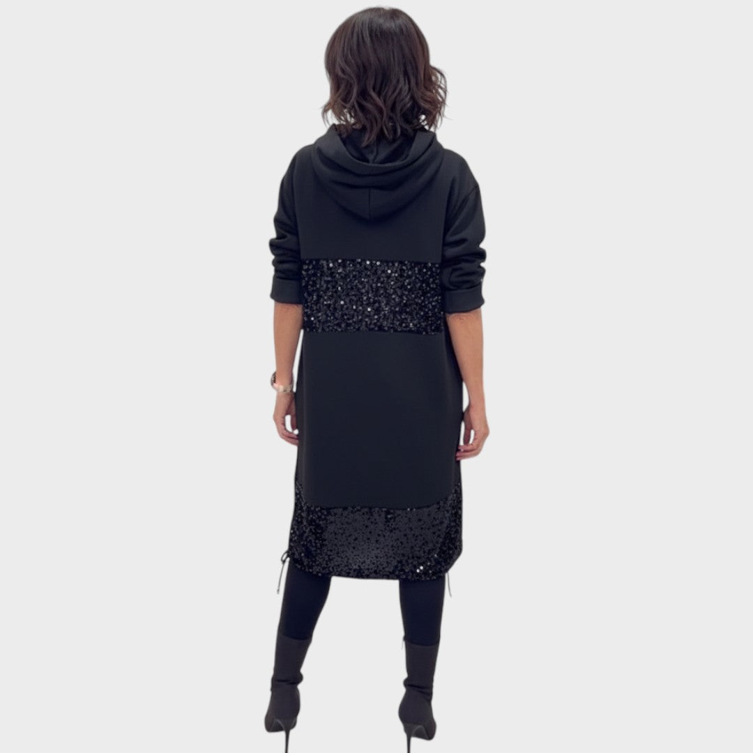 Kiva | Vestido con Lentejuelas y Capucha