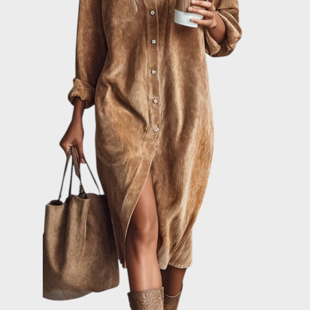 Constança | Vestido Midi Holgado de Pana