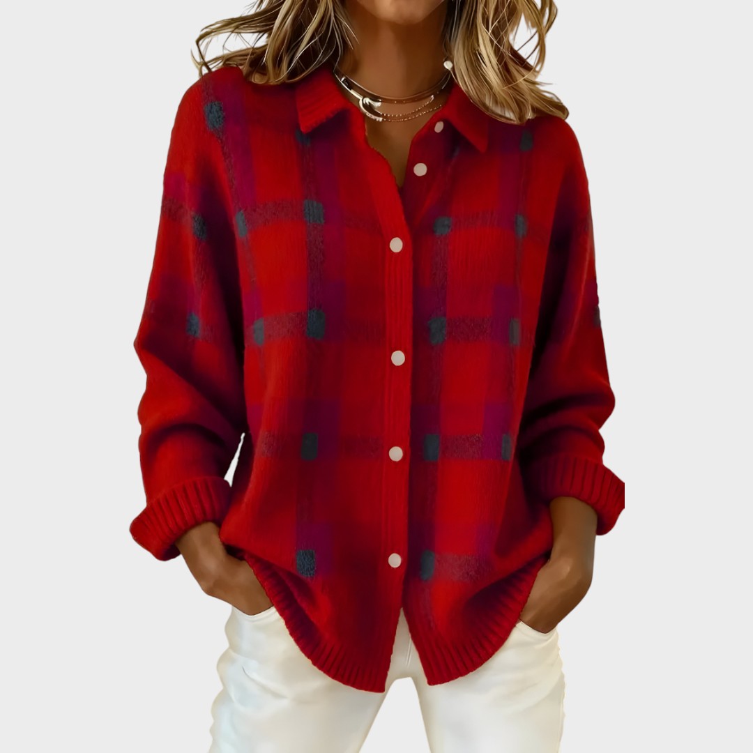 Rocío | Cárdigan de Cuadros en Tejido de Punto