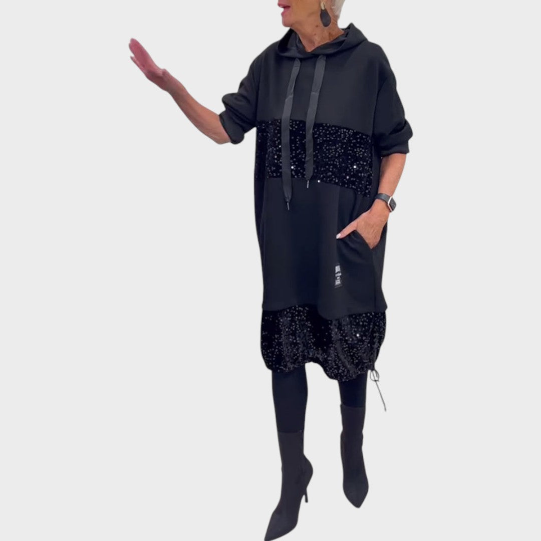 Kiva | Vestido con Lentejuelas y Capucha