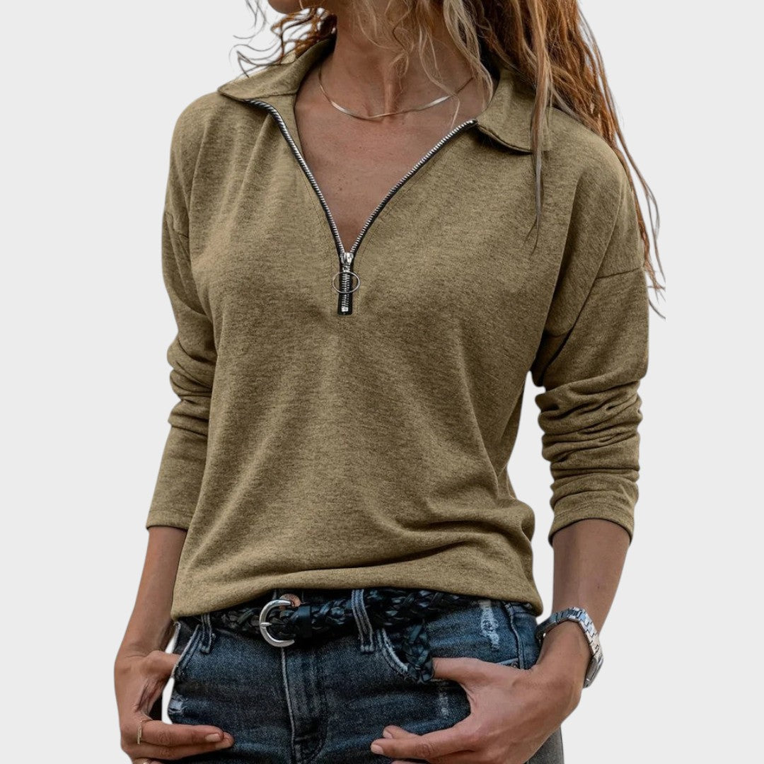 Dulce | Suéter de Punto Fino con Cremallera