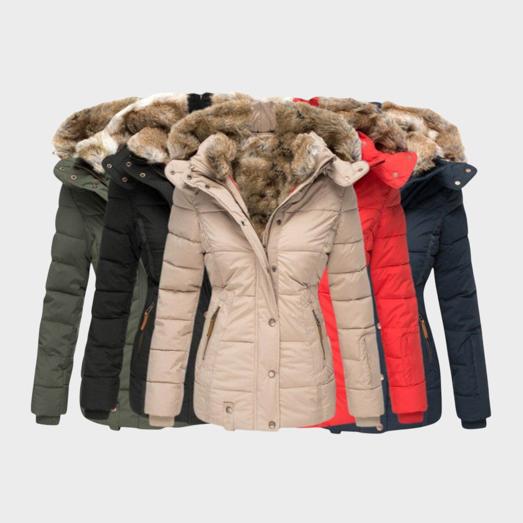 Elysia |  Abrigo Con Piel y Capucha