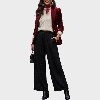 Verina | Pantalón de Pierna Ancha con Brillante