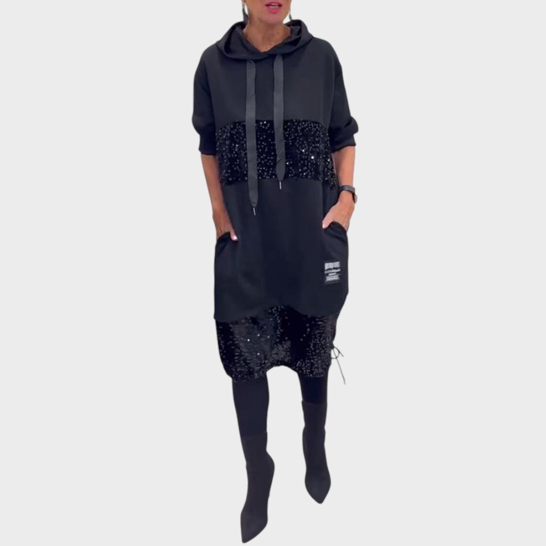 Kiva | Vestido con Lentejuelas y Capucha