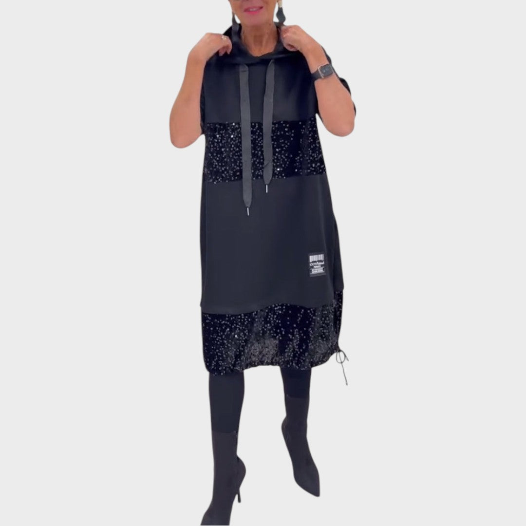 Kiva | Vestido con Lentejuelas y Capucha