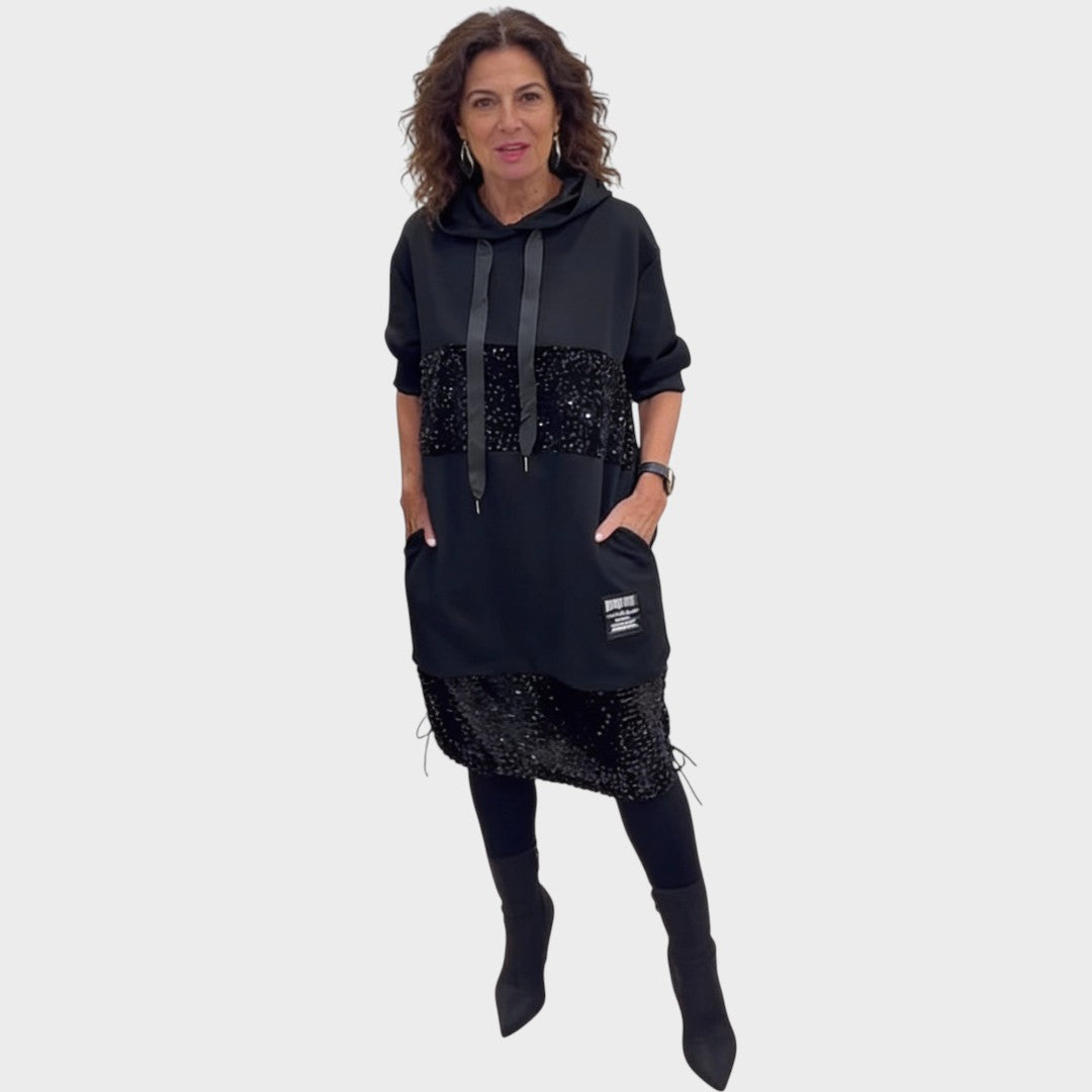 Kiva | Vestido con Lentejuelas y Capucha