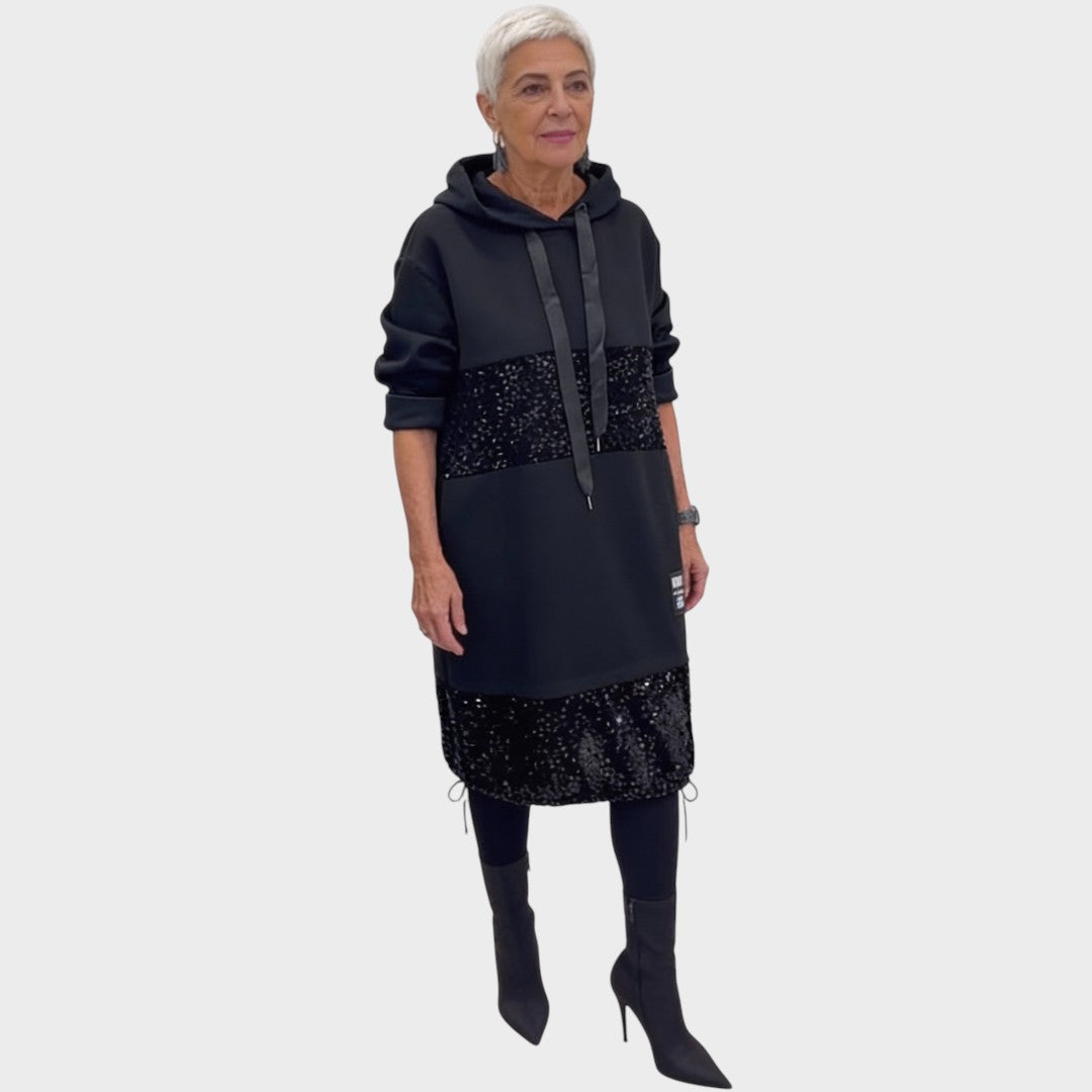 Kiva | Vestido con Lentejuelas y Capucha