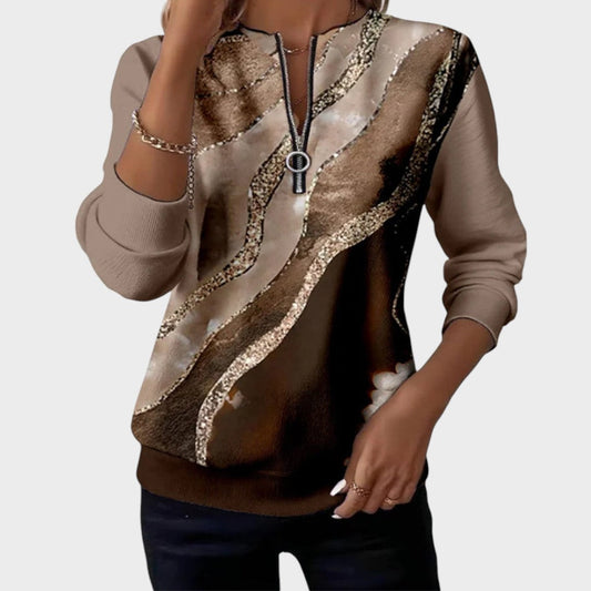 Vânia | Suéter con Cremallera y Estampado