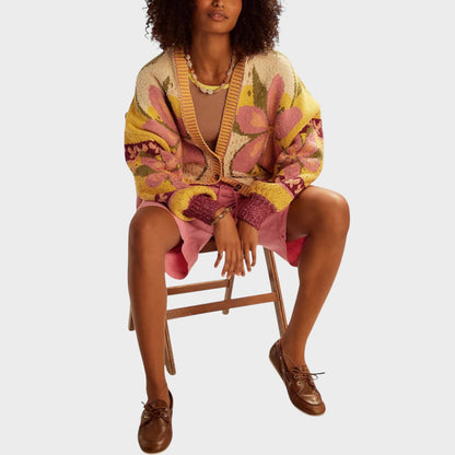Isa |  Cárdigan de Punto con Patrón Floral