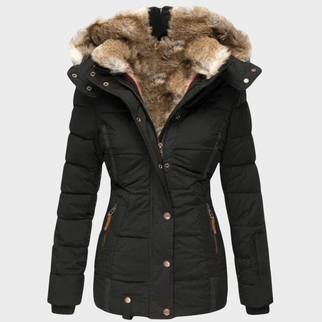 Elysia |  Abrigo Con Piel y Capucha