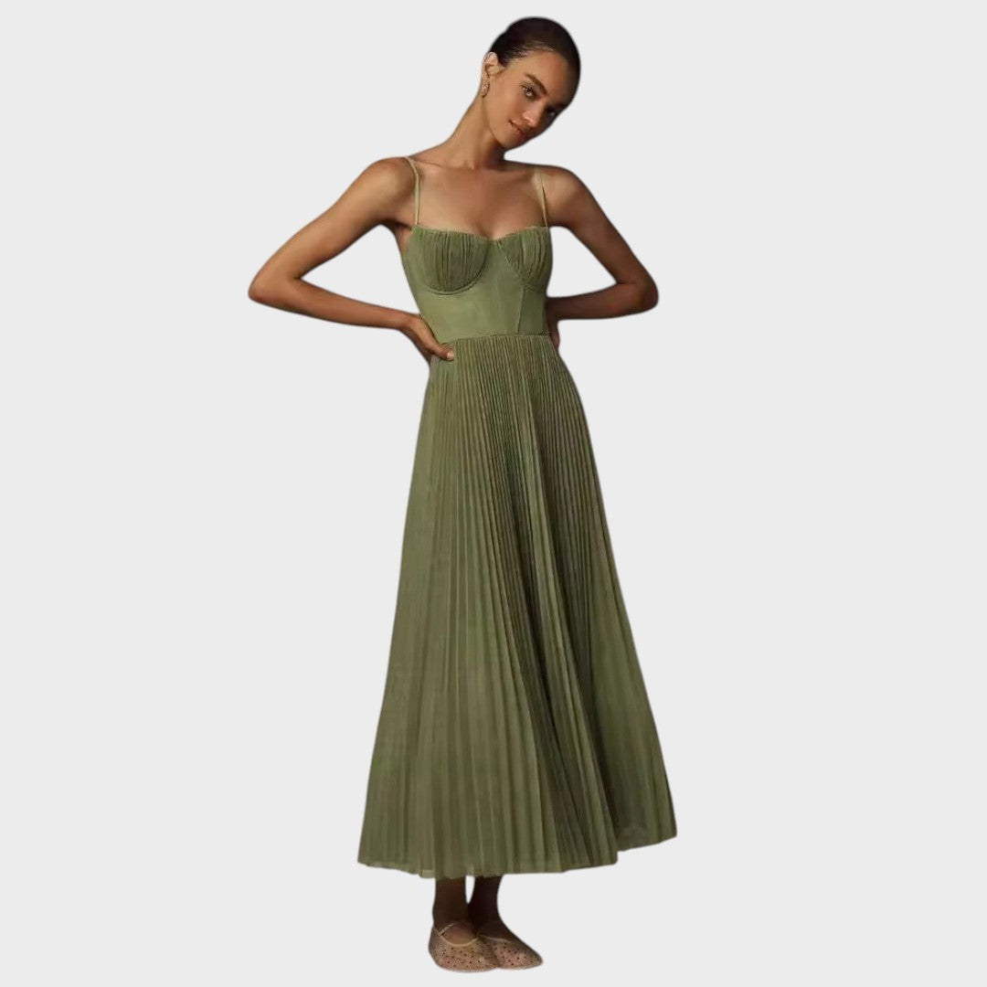 Amilia | Vestido Midi Flare Plisado