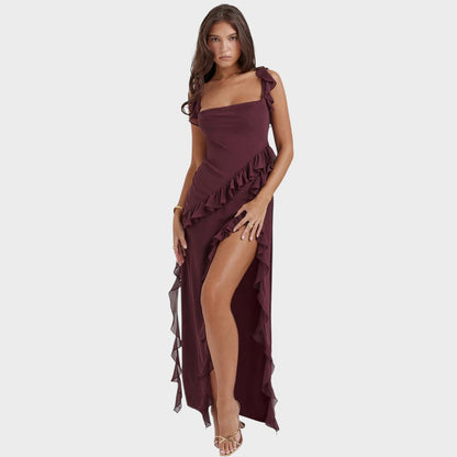 Amira | Vestido largo ciruela oscuro